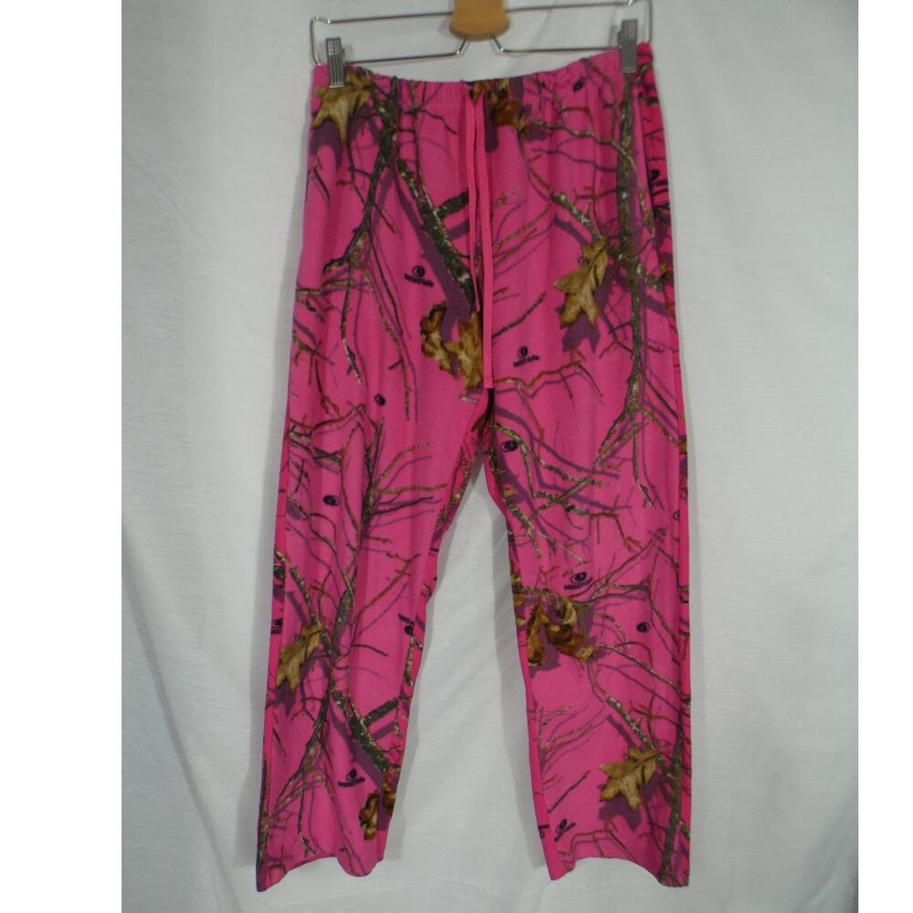 Mossy Oak Medium 8/10 Pink Camo Fleece Lounge Pants Drawstring Casual